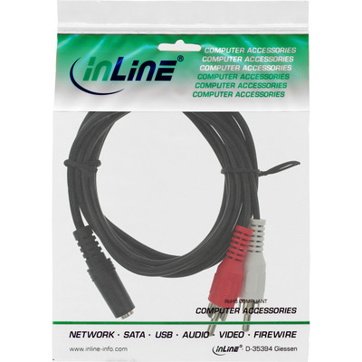 InLine® Cinch/Klinke Kabel, 2x Cinch Stecker an 3,5mm Klinke Buchse, 5m (Produktbild 11)