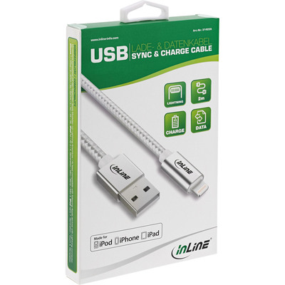 InLine® Lightning USB Kabel, für iPad, iPhone, iPod, silber/Alu, 2m MFi-zertifiziert (Produktbild 11)