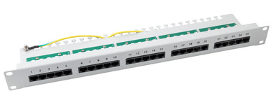Patch Panel 25 x RJ45 8/4 1HE ISDN -- RAL7035, Cat. 3