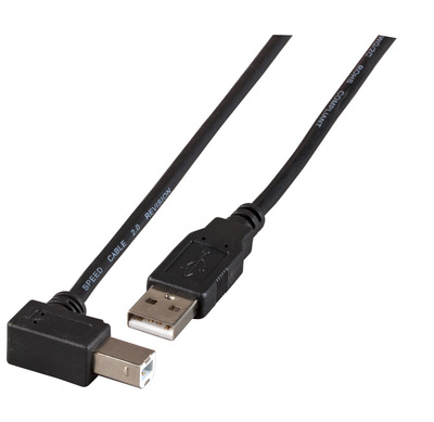 USB2.0 Anschlusskabel A-B (gewinkelt) -- St.-St., 1,8m, schwarz, Classic